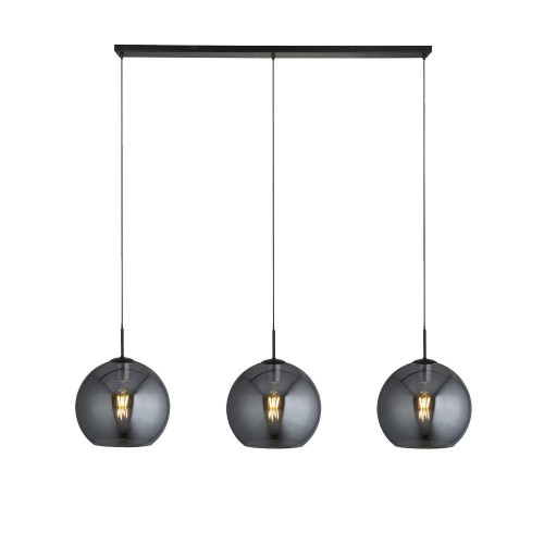 Searchlight Amsterdam 3 Light Black and Smoked Glass Bar Pendant Light 