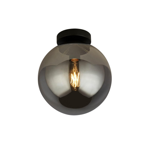 Searchlight Amsterdam Black and Smoked Glass Flush Ceiling Light 