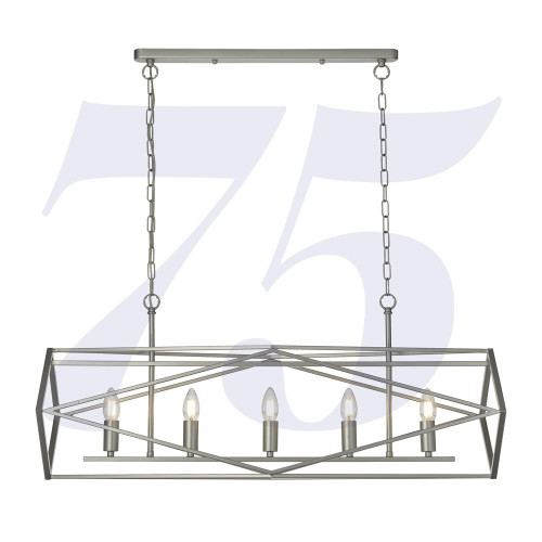 Searchlight Chassis 5 Light Satin Silver Open Frame Bar Pendant Light 