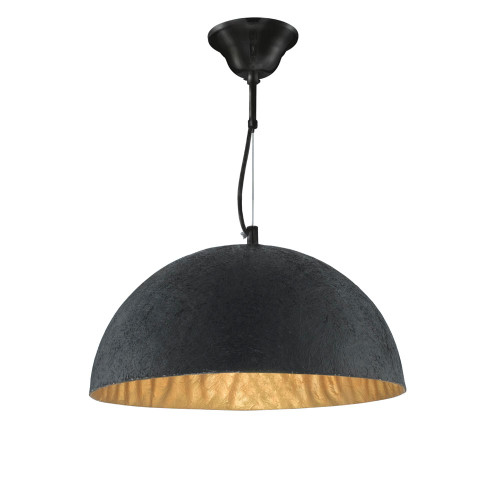 Searchlight Dome Black with Gold Inner 38cm Pendant Light