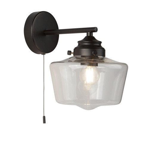 Searchlight School House Black with Opal Glass Wall Light