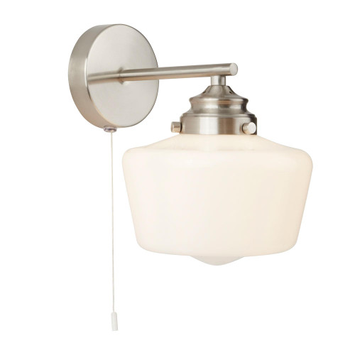Searchlight School House Satin Silver and Opal Glass Wall Light