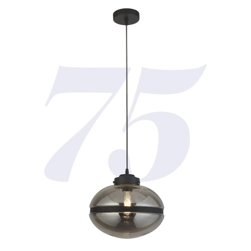 Searchlight Meringue Matt Black and Smoked Glass Pendant Light