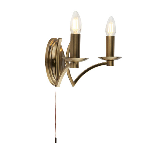 Searchlight Ascot 2 Light Antique Brass Wall Light