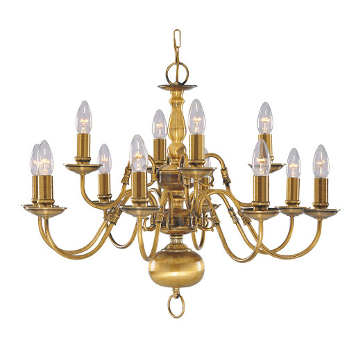 Searchlight Flemish 12 Light Antique Brass Pendant Light