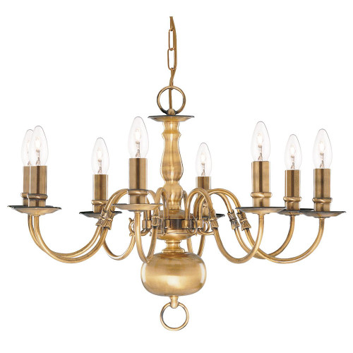 Searchlight Flemish 8 Light Antique Brass Pendant Light