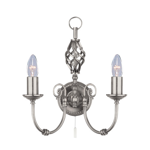 Searchlight Zanzibar 2 Light Satin Silver Wall Light