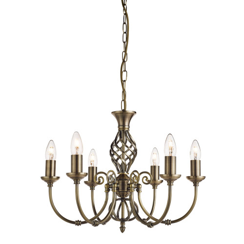 Searchlight Zanzibar 6 Light Antique Brass Pendant Light