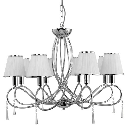 Searchlight Simplicity 8 Light Chrome with Clear Glass and String Shades Pendant Light