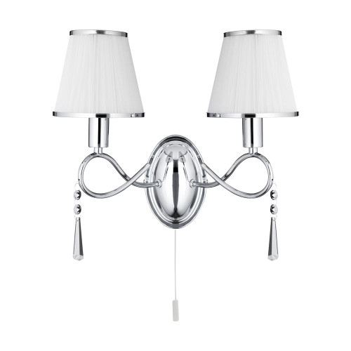 Searchlight Simplicity 2 Light Chrome with Clear Glas and String Shades Wall Light