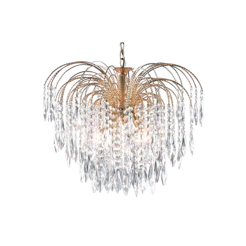 Searchlight Waterfall 5 Light Gold Crystal Shower Chandelier