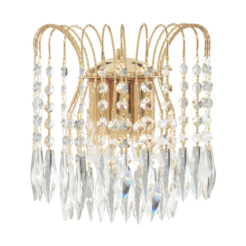 Searchlight Waterfall 2 Light Gold Crystal Shower Wall Light