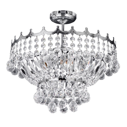 Searchlight Versailles 5 Light Chrome and Clear Crystal Pendant Light