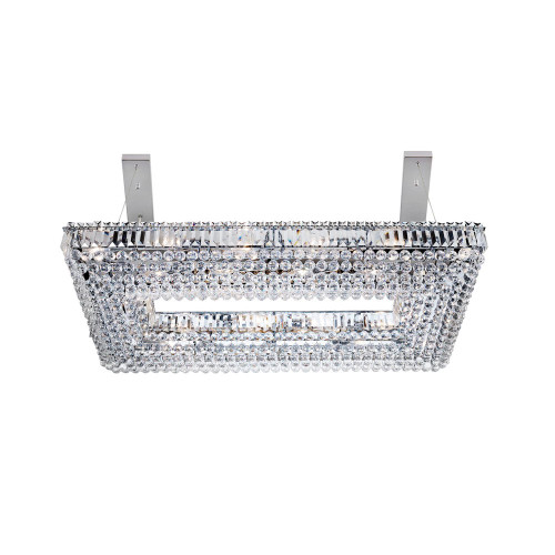 Searchlight Vesuvius 26 Light Chrome with Clear Glass Crystal Rectangular Pendant Light