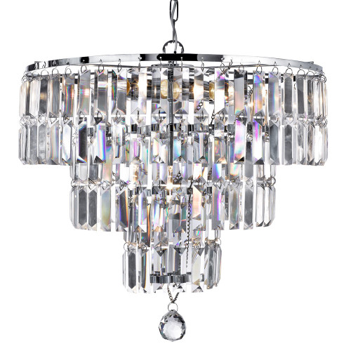 Searchlight Empire 5 Light Chrome and Clear Crystal Chandelier