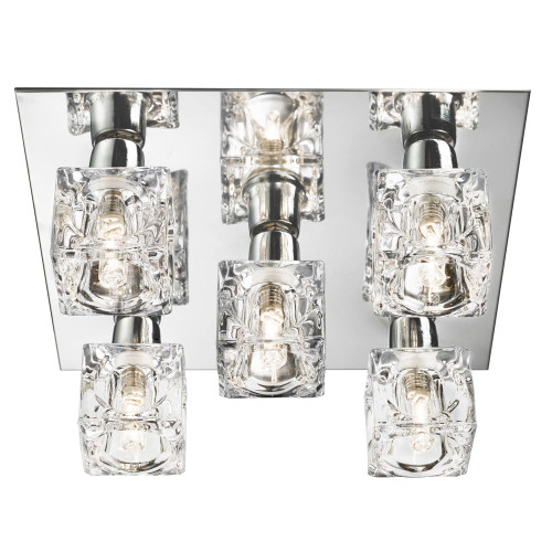 Searchlight Ice Cube 5 Light Chrome and Clear Glass Cube Flush Ceiling Light