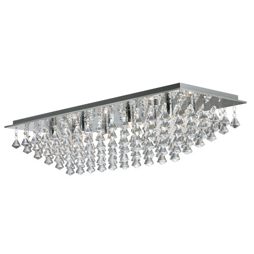 Searchlight Hanna 8 Light Chrome and Clear Crystal Pyramid Flush Ceiling Light