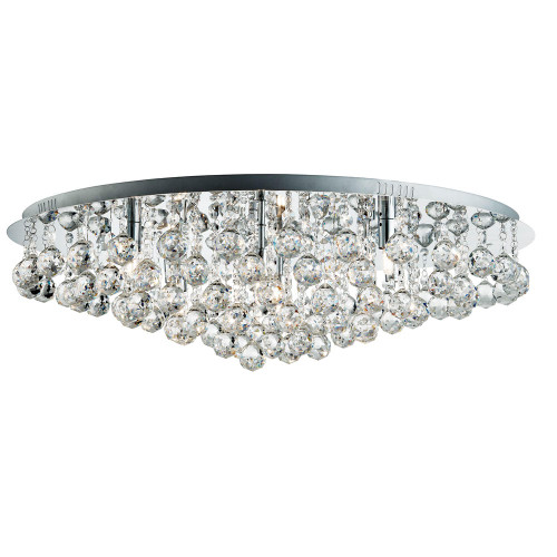 Searchlight Hanna 8 Light Chrome and Clear Crystal Large Round Flush Ceiling Light