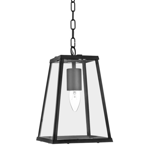 Searchlight Voyager 1 Light Matt Black with Clear Glass Tapered Lantern