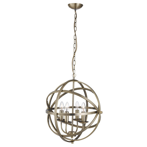 Searchlight Orbit 4 Light Antique Brass Orb Pendant Light