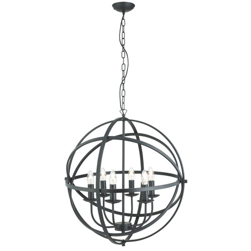 Searchlight Orbit 6 Light Matt Black Orb Pendant Light