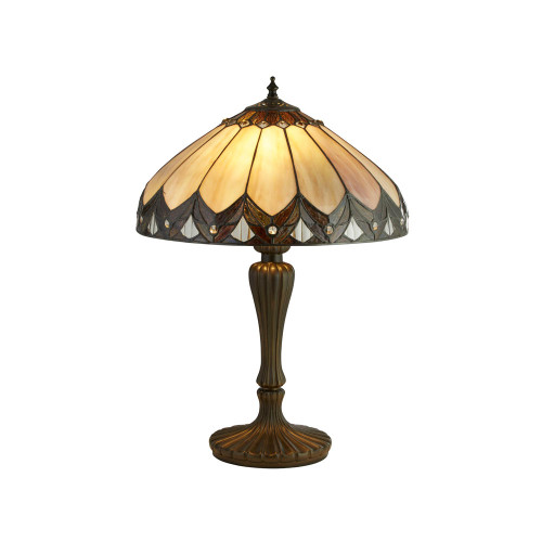Searchlight Pearl 2 Light Bronze/Black/Clear/Brown/Purple Tiffany Table Lamp