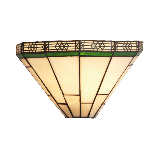 Searchlight New York Antique Brass with Tiffany Glass Wall Light