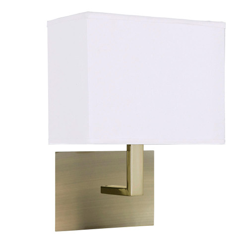 Searchlight Hotel Wall Light Ab - White Rectangular Shade