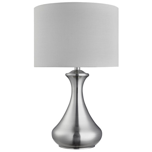 Searchlight Touch Lamp Satin Silver with White Shade