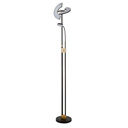 Searchlight Gio Matt Black and Satin Brass Mother and Child LED Floor Lamp