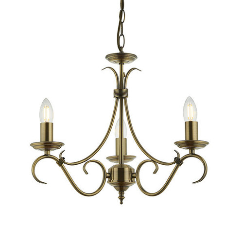 Endon Lighting Bernice 3 Light Antique Brass Pendant Light