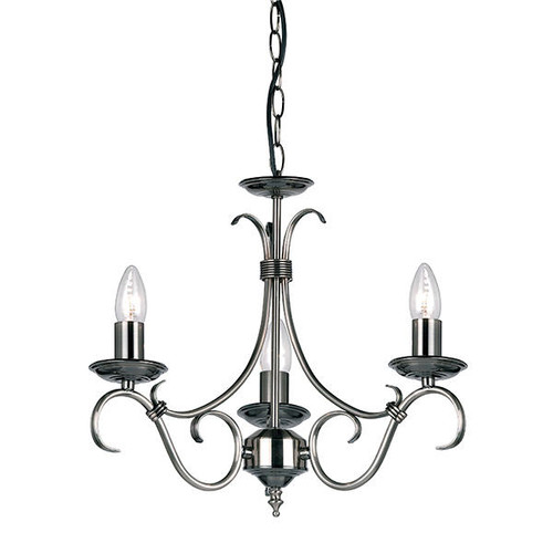 Endon Lighting Bernice 3 Light Antique Silver Pendant Light