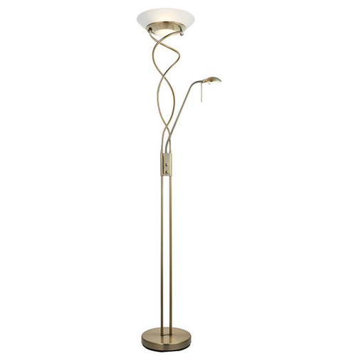 Endon Lighting Monaco 2 Light Antique Brass Mother and Child Floor Lamp