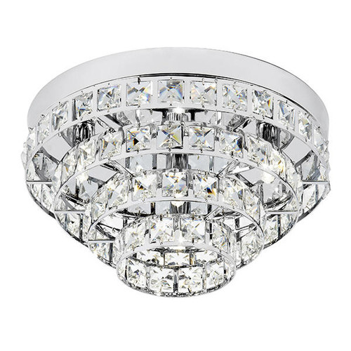 Endon Lighting Motown 4 Light Chrome and Faceted Glass Flush Ceiling Light