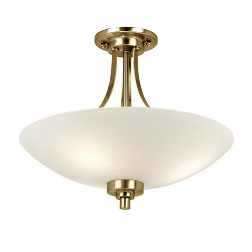 Endon Lighting Welles 3 Light Antique Brass with Opal Glass Semi-Flush Ceiling Light