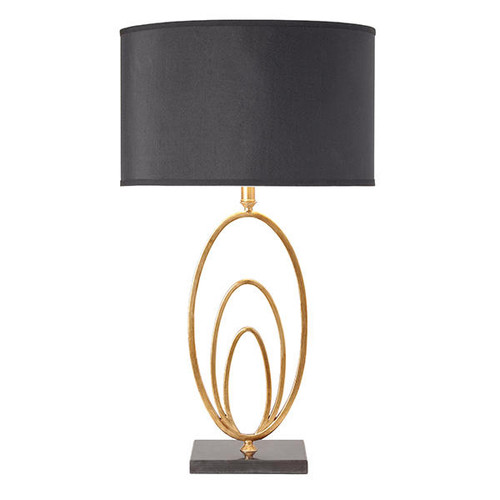 Endon Lighting Vilana Antique Gold Leaf with Black Faux Silk Shade Table Lamp