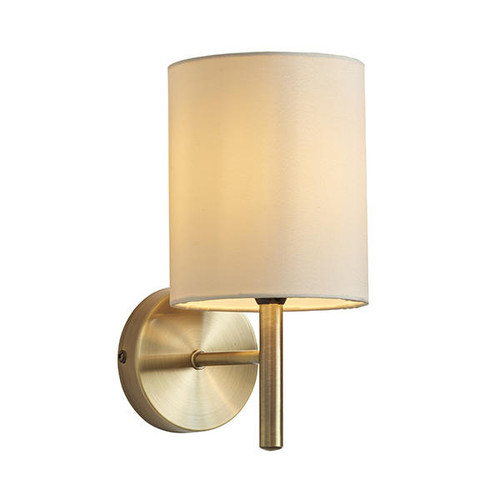 Endon Lighting Brio Antique Brass and Cream Fabric Shade Wall Light