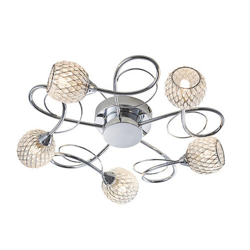 Endon Lighting Aherne 5 Light Chrome with Clear Facetted Glass Semi-Flush Ceiling Light