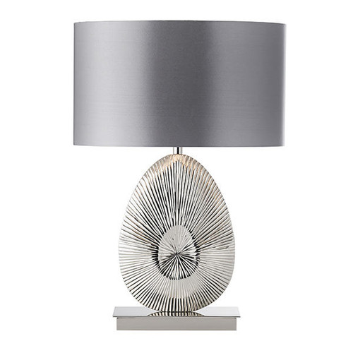 Endon Lighting Simeto Nickel Plated with Grey Fabric Shade Table Lamp
