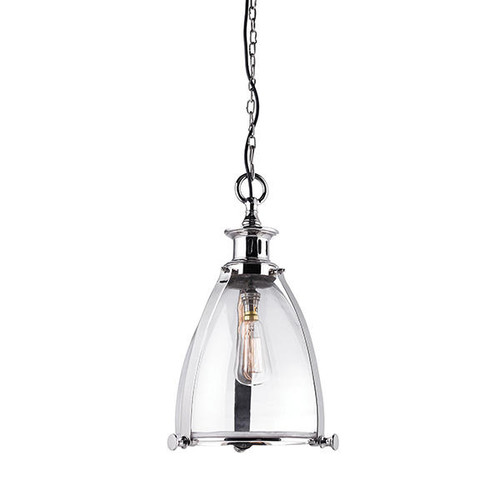 Endon Lighting Storni Nickel with Clear Glass Large Pendant Light