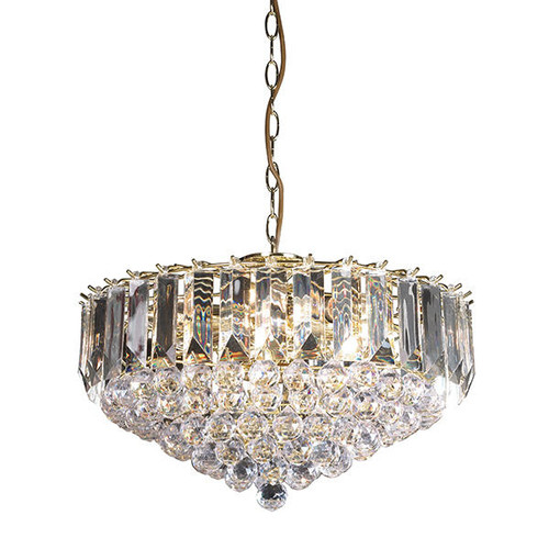 Endon Lighting Fargo 6 Light Brass with Clear Acrylic Drops Pendant Light