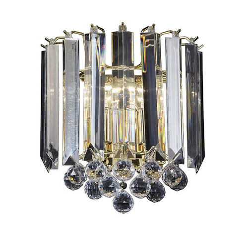 Endon Lighting Fargo 2 Light Brass with Clear Acrylic Drops Wall Light
