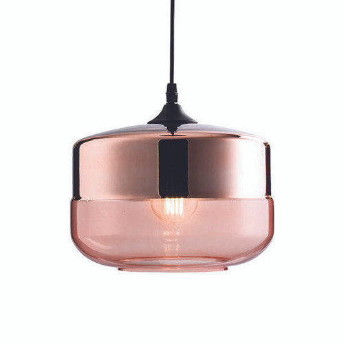 Endon Lighting Willis Polished Copper and Cognac Glass Shade Pendant Light