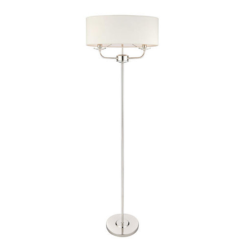 Endon Lighting Nixon 2 Light Nickel with Oval Vintage White Shade Floor Lamp