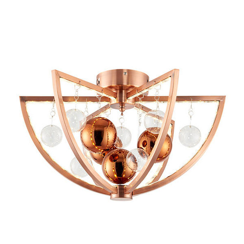 Endon Lighting Muni Polished Copper and Clear Glass Flush Ceiling Light