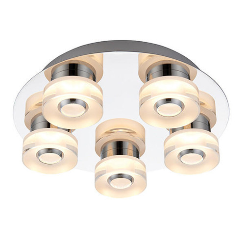 Endon Lighting Rita 10 Light Chrome and Frosted Glass RGB Flush Ceiling Light