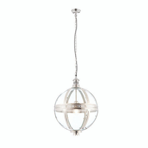 Endon Lighting Vienna Bright Nickel and Clear Glass 400mm Pendant Light