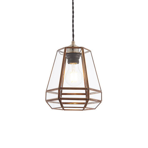 Endon Lighting Stockheld Antique Brass and Clear Glass Pendant Light