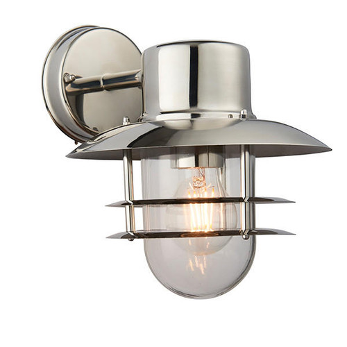 Endon Lighting Jenson Stainless Steel with Clear Glass IP44 Wall Light
