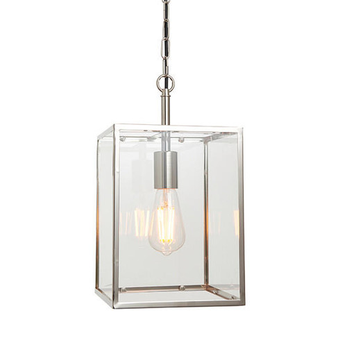 Endon Lighting Hadden Bright Nickel with Clear Glass Pendant Light